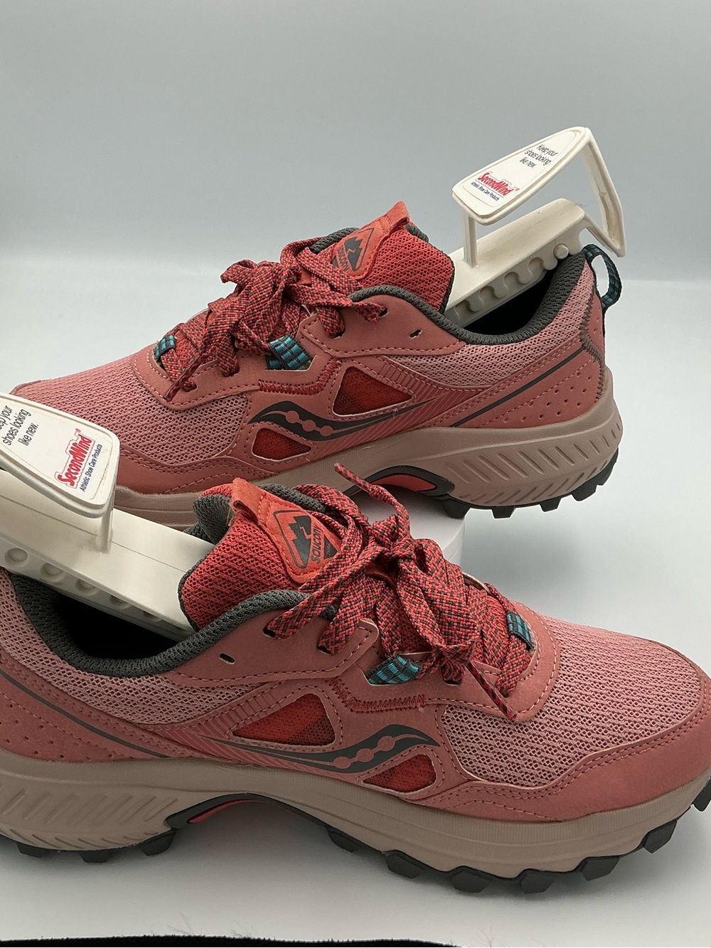 Saucony Coral Pink Trail Sneakers with Gray Accents